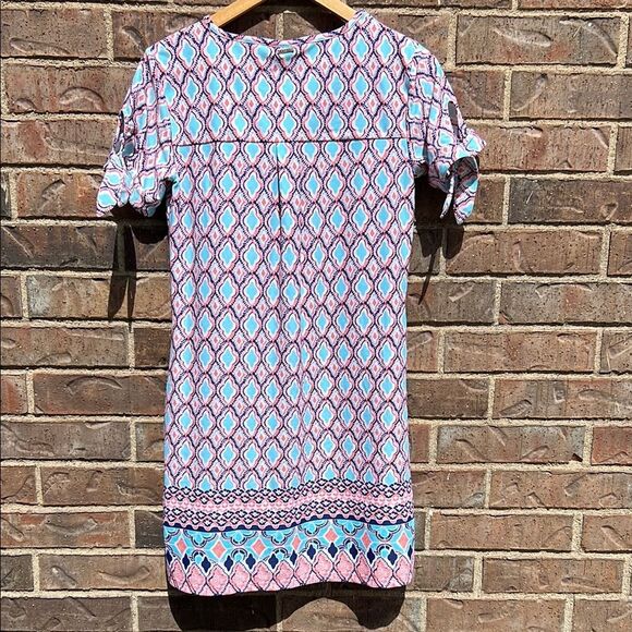 Cabana Life Colorful Geometric Pattern Coral Blue Summer Sun Beach Tie Dress S - Picture 14 of 16
